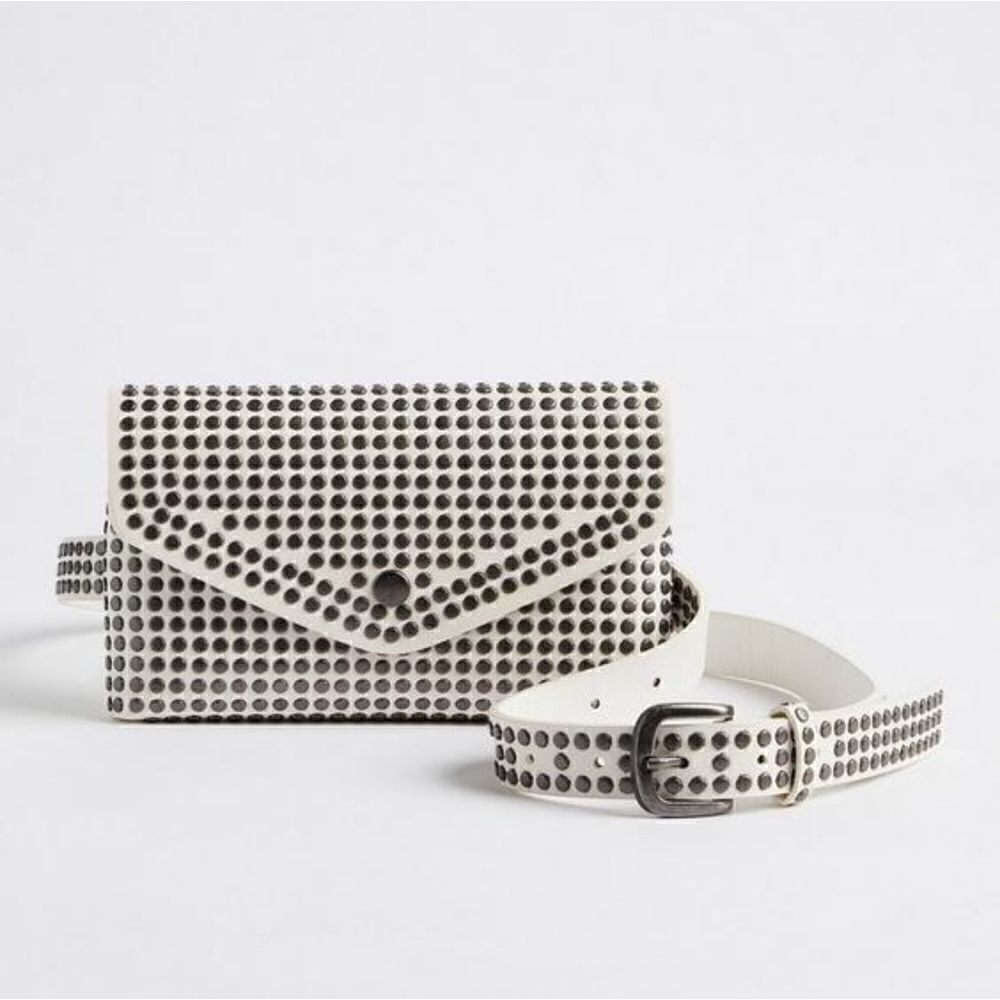 Torrid Faux White Leather Rivet Belt Bag